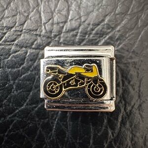 Yellow Vintage Motorcycle Italian charm link